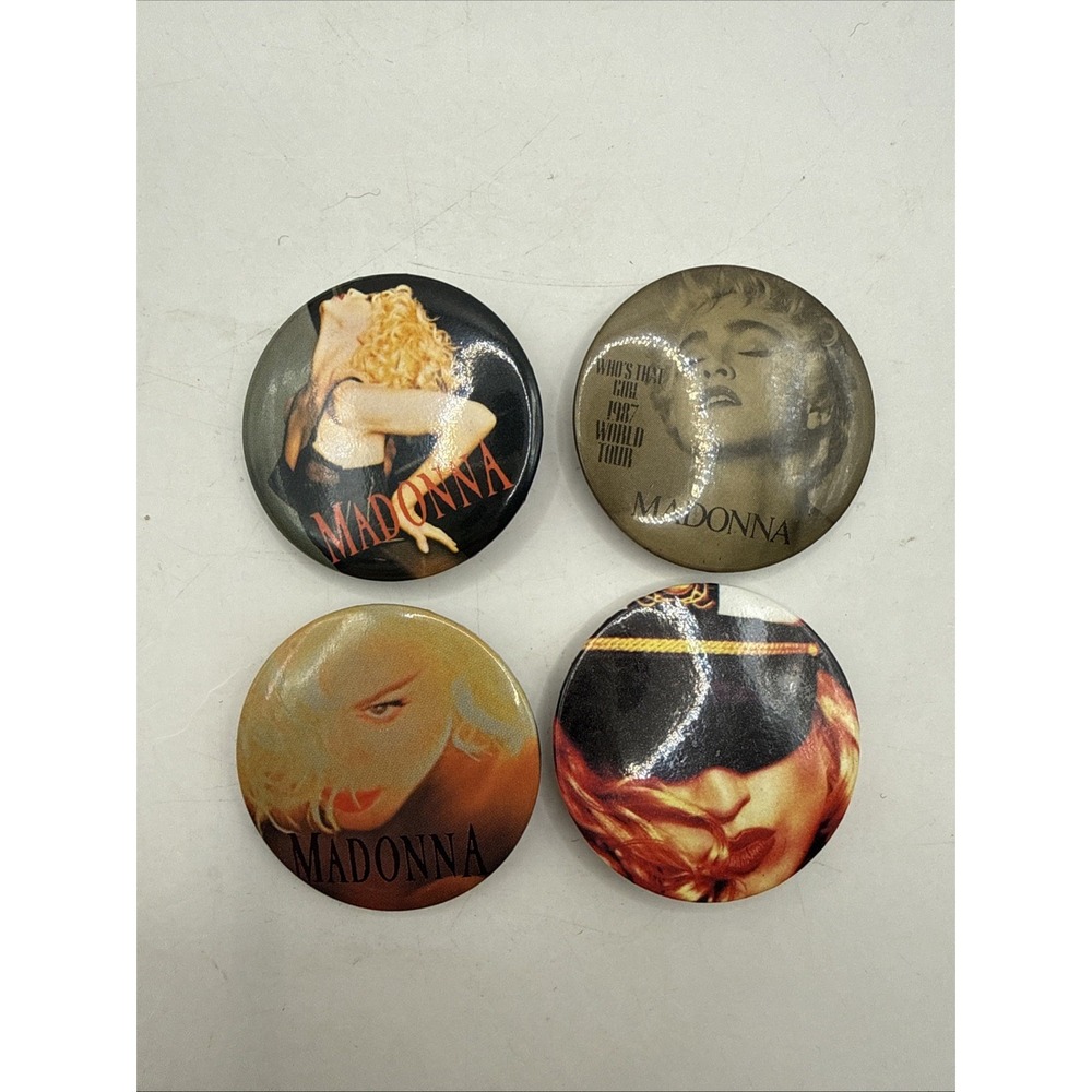 Madonna 80s Pop Classic Albums 1.5" Pinback Buttons Retro Music, 4 Pin Set